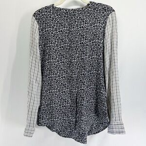 Equipment Femme Lynn Floral Plaid Sleeve 100% Silk Blouse Medium